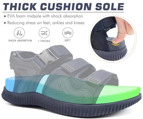 KuaiLu Mens Arch Support Hiking Sandals Orthopedic Athletic Walking Sandles | Open Toe Summer Sport Comfort thumbnail 4