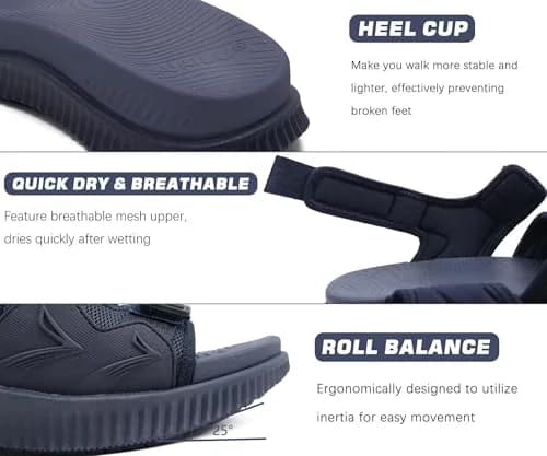 KuaiLu Mens Arch Support Hiking Sandals Orthopedic Athletic Walking Sandles | Open Toe Summer Sport Comfort thumbnail 7