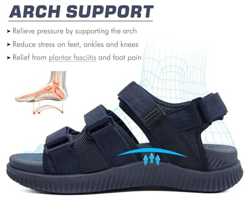 KuaiLu Mens Arch Support Hiking Sandals Orthopedic Athletic Walking Sandles | Open Toe Summer Sport Comfort thumbnail 3