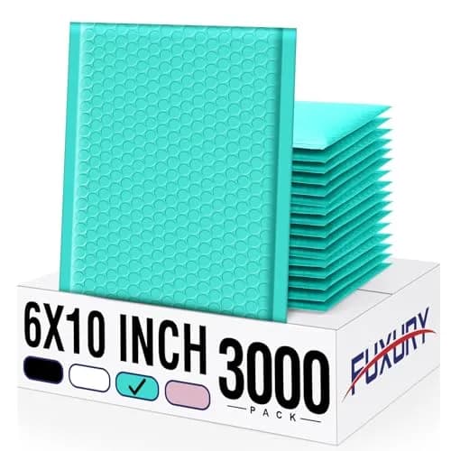 Fuxury Teal Bubble Mailers 6x10 Inch (3000 Pack) | Bulk Value Pack for Small Business thumbnail 1