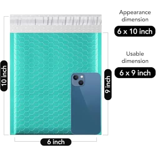 Fuxury Teal Bubble Mailers 6x10 Inch (3000 Pack) | Bulk Value Pack for Small Business thumbnail 2
