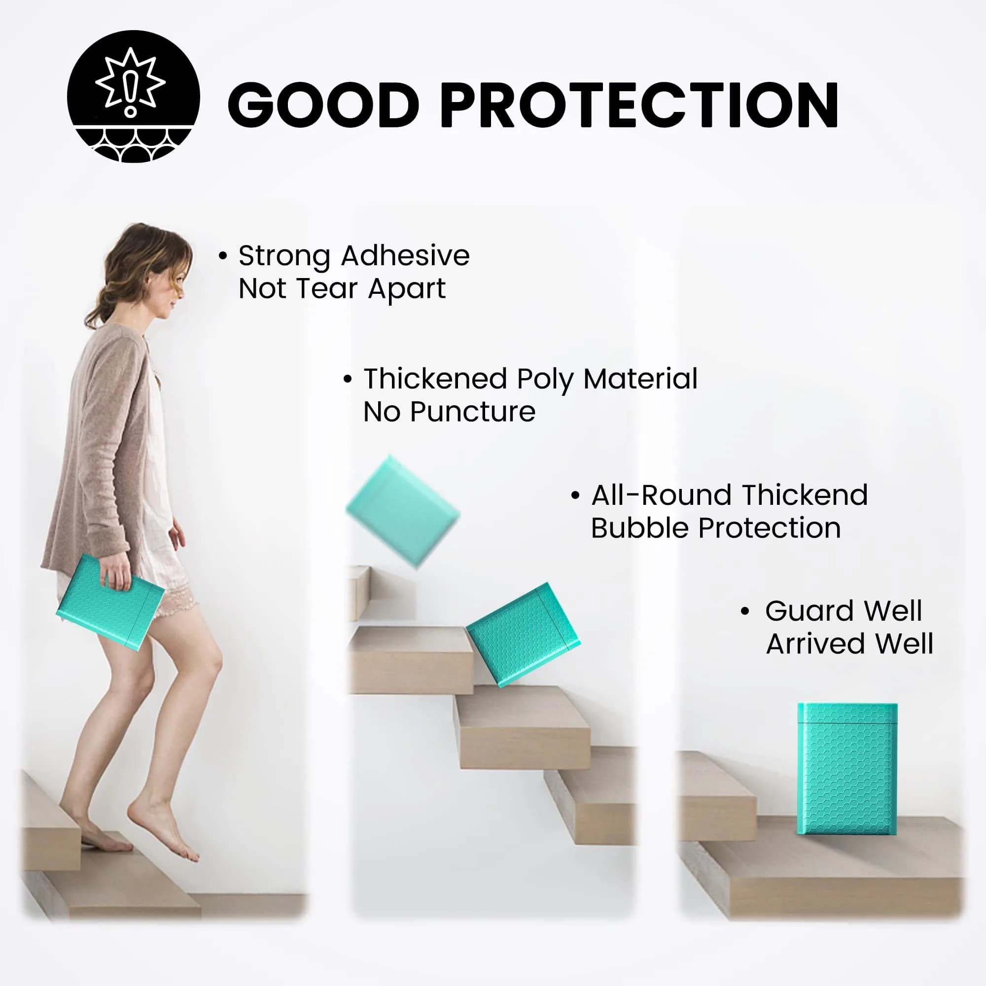 Fuxury Teal 3000 Pack Padded Envelopes with Bubble Lining, Usable Size 6x10" | Bulk Value Pack for Small Business - view 4