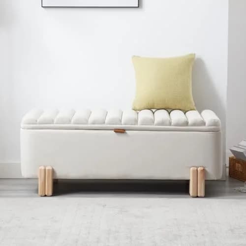 Kmax Storage Bench Linen Entryway Ottoman 45.25" x 17.75" x 18" | Modern Design, 300lbs Capacity thumbnail 1