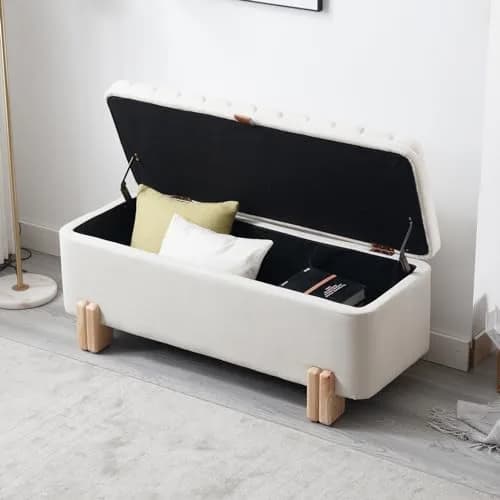 Kmax Storage Bench Linen Entryway Ottoman 45.25" x 17.75" x 18" | Modern Design, 300lbs Capacity thumbnail 4