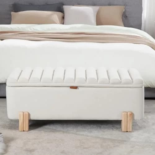 Kmax Storage Bench Linen Entryway Ottoman 45.25" x 17.75" x 18" | Modern Design, 300lbs Capacity thumbnail 6