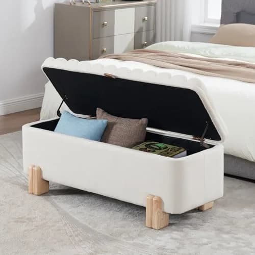 Kmax Storage Bench Linen Entryway Ottoman 45.25" x 17.75" x 18" | Modern Design, 300lbs Capacity thumbnail 7