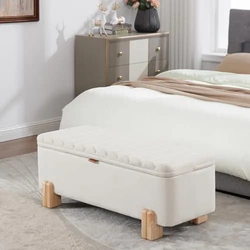 Kmax Storage Bench Linen Entryway Ottoman 45.25" x 17.75" x 18" | Modern Design, 300lbs Capacity thumbnail 9
