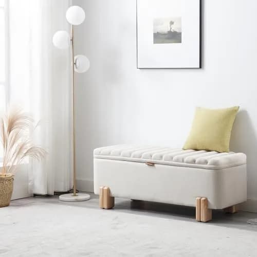 Kmax Storage Bench Linen Entryway Ottoman 45.25" x 17.75" x 18" | Modern Design, 300lbs Capacity thumbnail 3