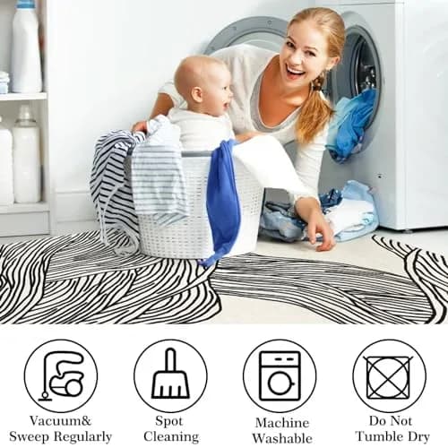 WESTLOOM Modern Area Rug 4x6 | Washable, Minimalist Lines, Soft, Non Slip, Low Pile Floor Carpet for Living Room & Bedroom Beige thumbnail 6