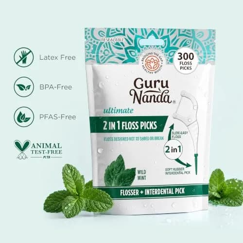 GuruNanda Dental Floss Picks 300ct | 2-in-1 Interdental Floss & Pick for Adults & Kids thumbnail 8