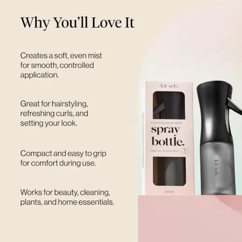 Kitsch Continuous Spray Bottle for Hair – Black, 150ml (5.1 oz) | Ultra-Fine Mist for Effortless Styling thumbnail 5