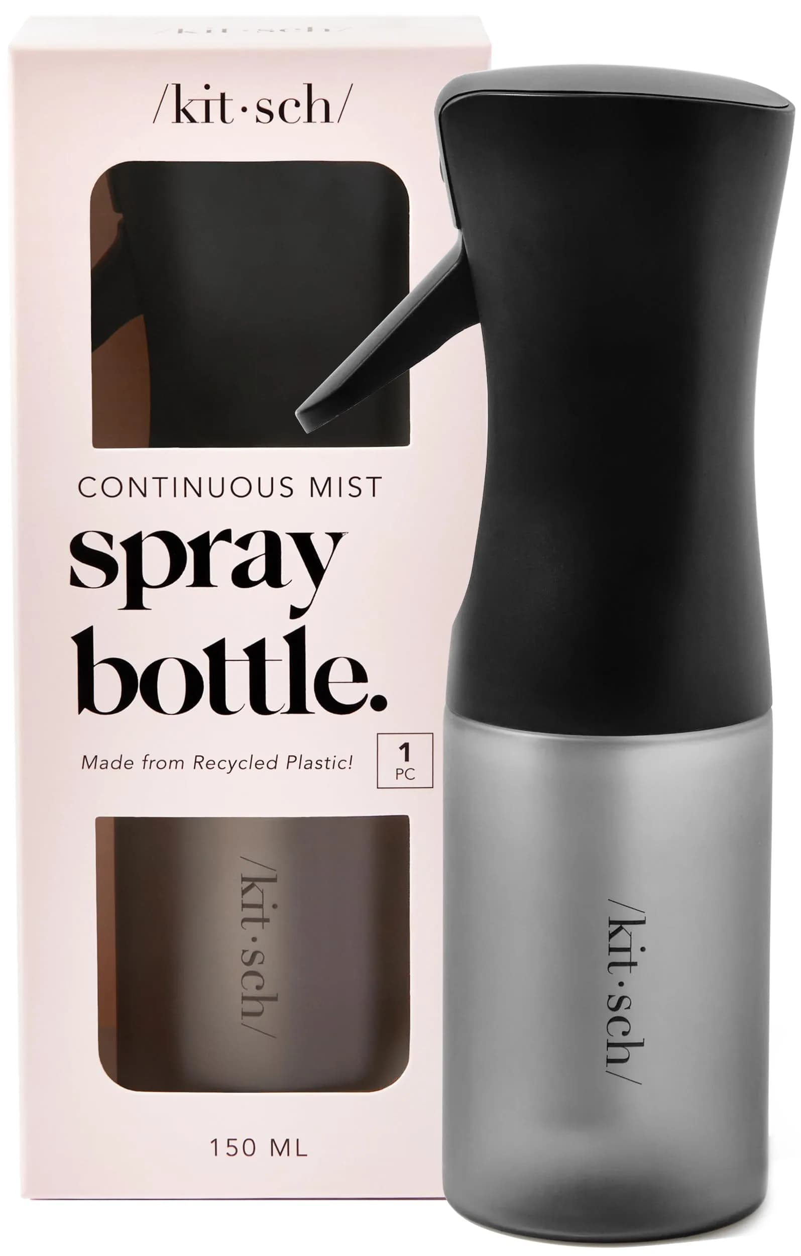 Kitsch Continuous Spray Bottle for Hair – Black, 150ml (5.1 oz) | Ultra-Fine Mist for Effortless Styling