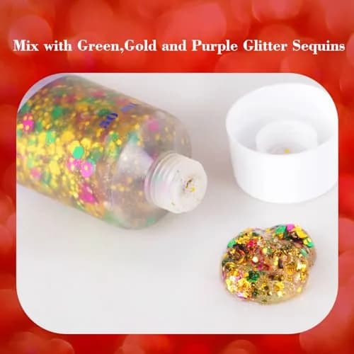 MEICOLY Mardi Gras Brazil Face Glitter Gel, Holographic Body Glitter 50ml (1.9 Fl Oz) | Self-Adhesive Sparkle for Festivals thumbnail 8