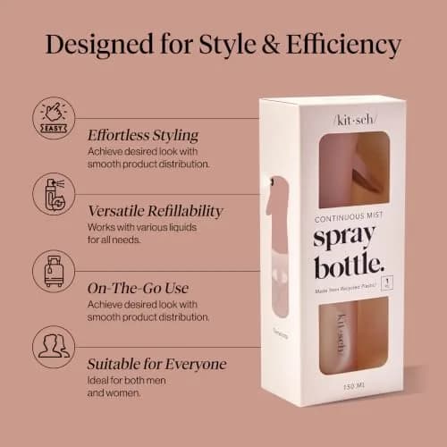 Kitsch Continuous Spray Bottle for Hair – Terracotta, 150ml (5.1 oz) | Ultra-Fine Mist for Styling & Refreshes Curls thumbnail 3