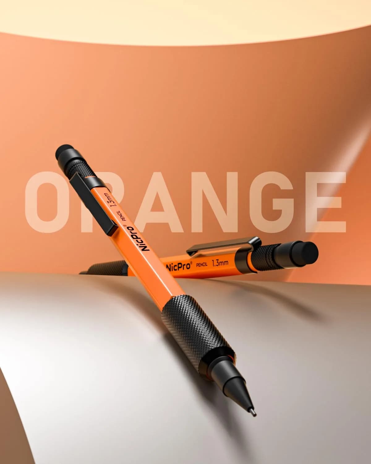 Nicpro MP2000 1.3mm Metal Mechanical Pencil Set with Case (Orange) | Smooth Ink Flow - view 4