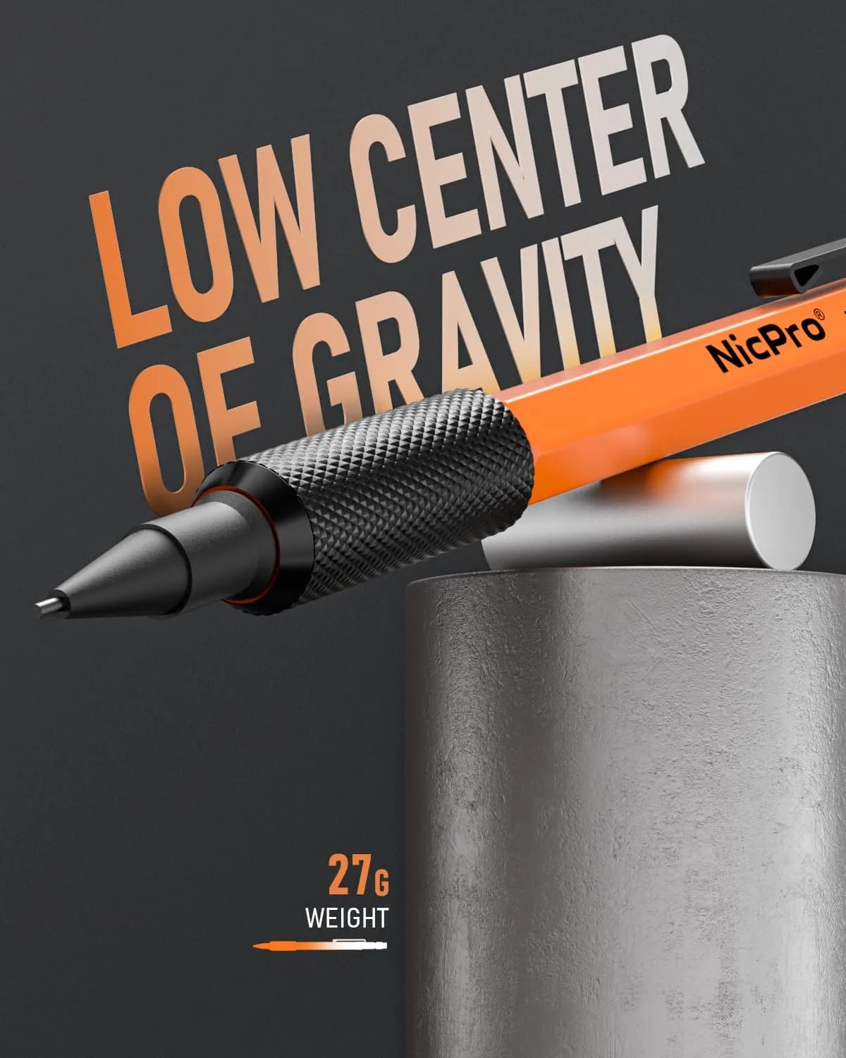 Nicpro 1.3mm Mechanical Pencils Set (3 Pack, Orange) | 3 Pencils, 66 Lead Refills, 3 Erasers - view 2