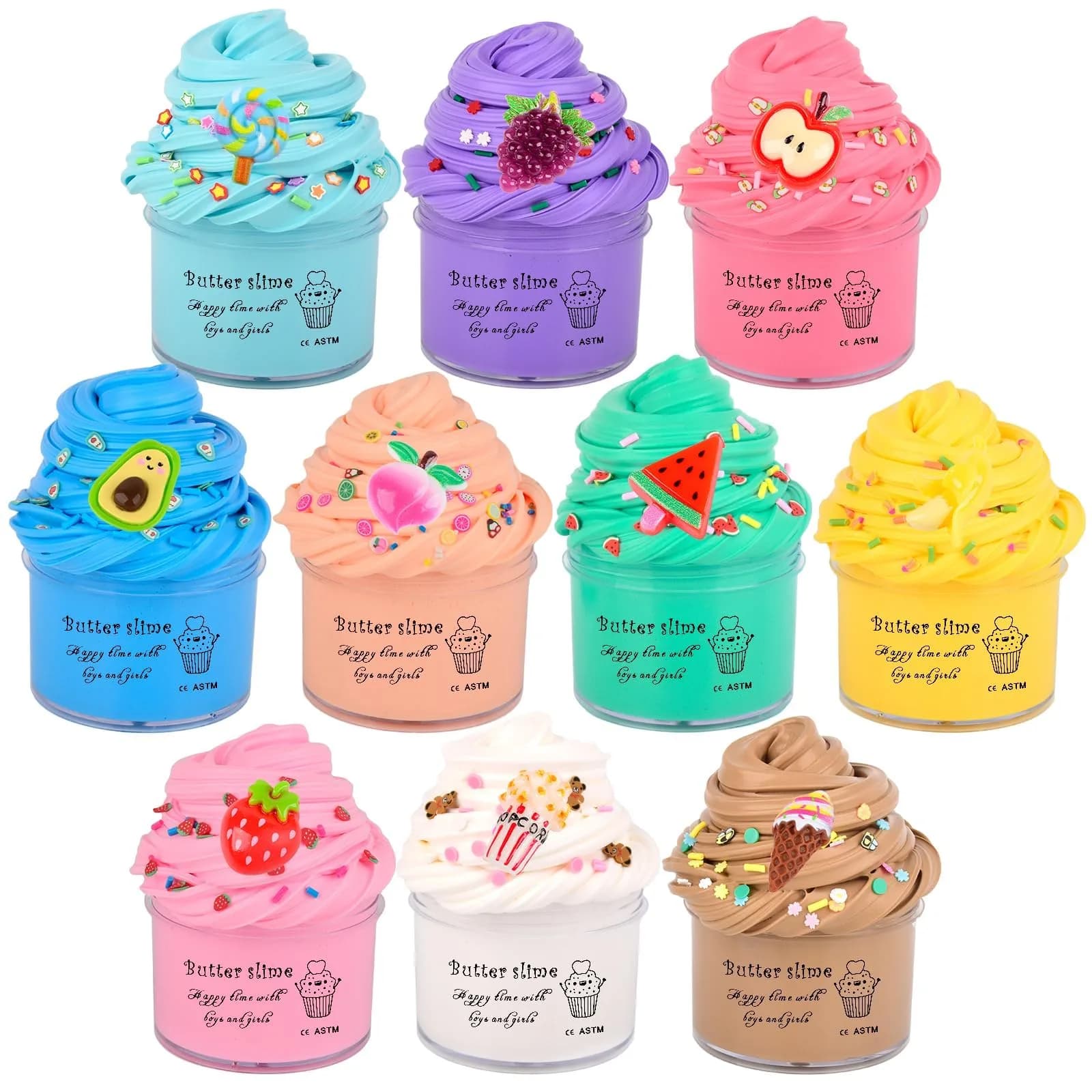 tuupowana Premium Scented Butter Slime 10 Pack Kit | 450ml (15.2 Fl Oz) Total | Non-Toxic & Safe for Kids