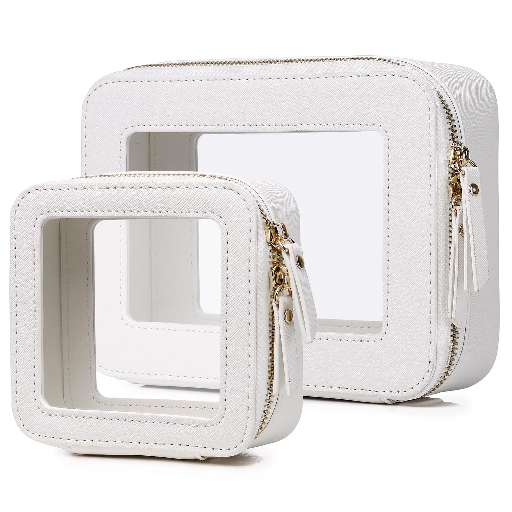 Pinkmik A4/White Clear Makeup Bag Set, Medium & Mini Sizes | TSA Approved Travel Cosmetic Case - main product image