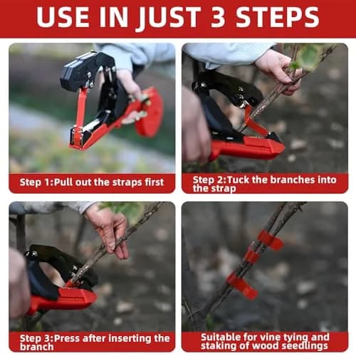 SUCA Plant Tying Machine with 20 Rolls Tape | Lightweight Aluminum Tool for Vine & Branch Tying (Red) thumbnail 7