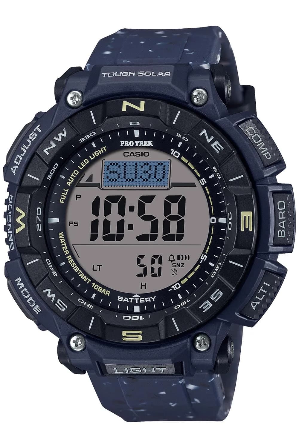 PRO TREK PRG-340SC-2JF Solar Wristwatch | Eco-Friendly Biomass Plastic, 51.7mm Dial, Navy