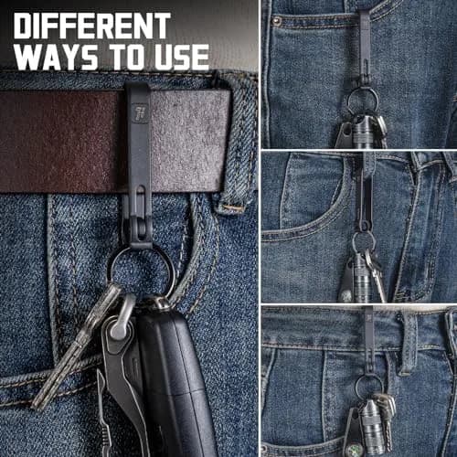FEGVE Titanium Key Belt Clip | Carabiner Keychain Belt Holder, Rustproof & Secure Lock thumbnail 6
