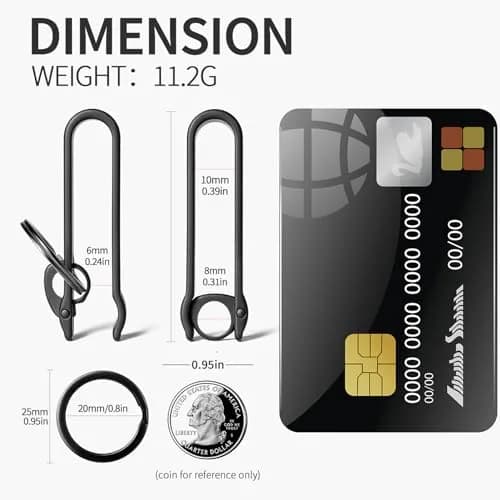 FEGVE Titanium Key Belt Clip | Carabiner Keychain Belt Holder, Rustproof & Secure Lock thumbnail 2