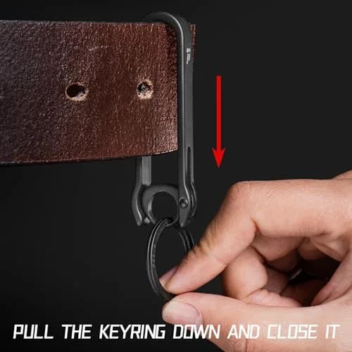 FEGVE Titanium Key Belt Clip | Carabiner Keychain Belt Holder, Rustproof & Secure Lock thumbnail 4