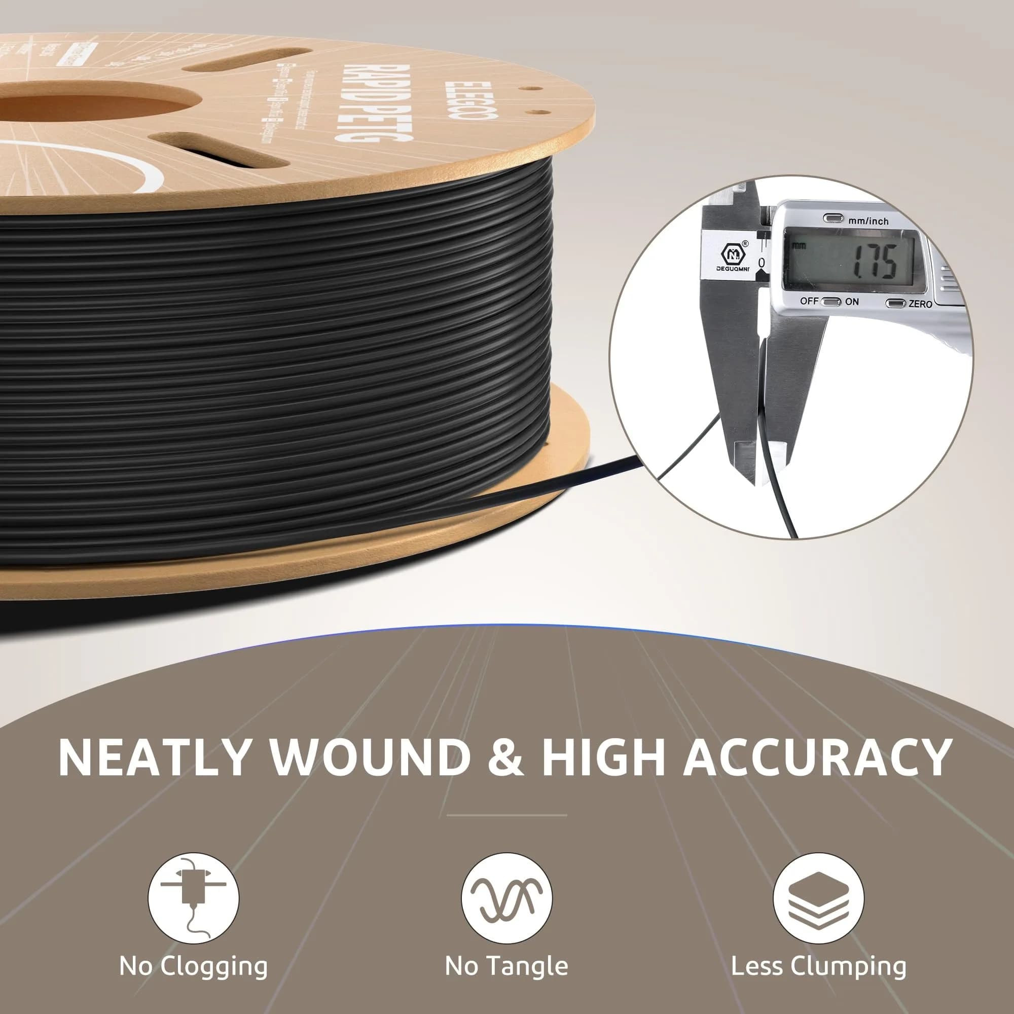 ELEGOO Rapid PETG 3D Printer Filament 1.75mm Beige 1KG | High-Speed Printing Up to 600mm/s - view 5