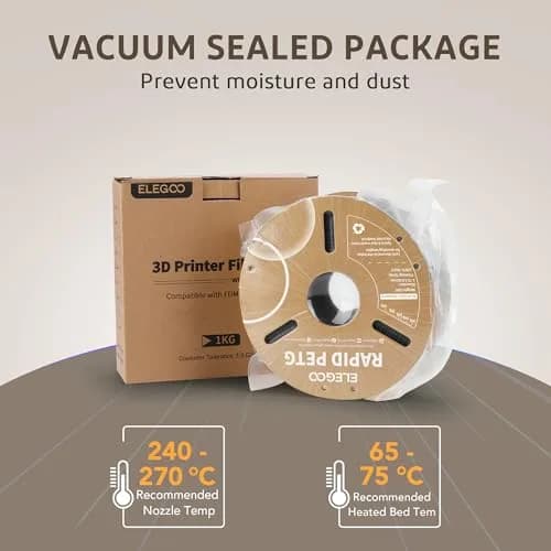 ELEGOO Rapid PETG 3D Printer Filament 1.75mm Beige 1KG | High-Speed Printing Up to 600mm/s thumbnail 6