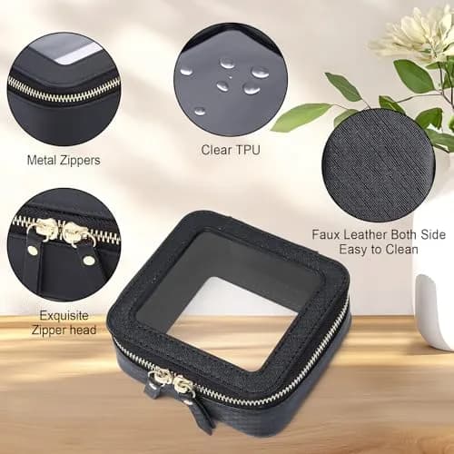 Pinkmik Clear Makeup Bag Set, M+MINI (Black) | TSA Approved Travel Case thumbnail 5
