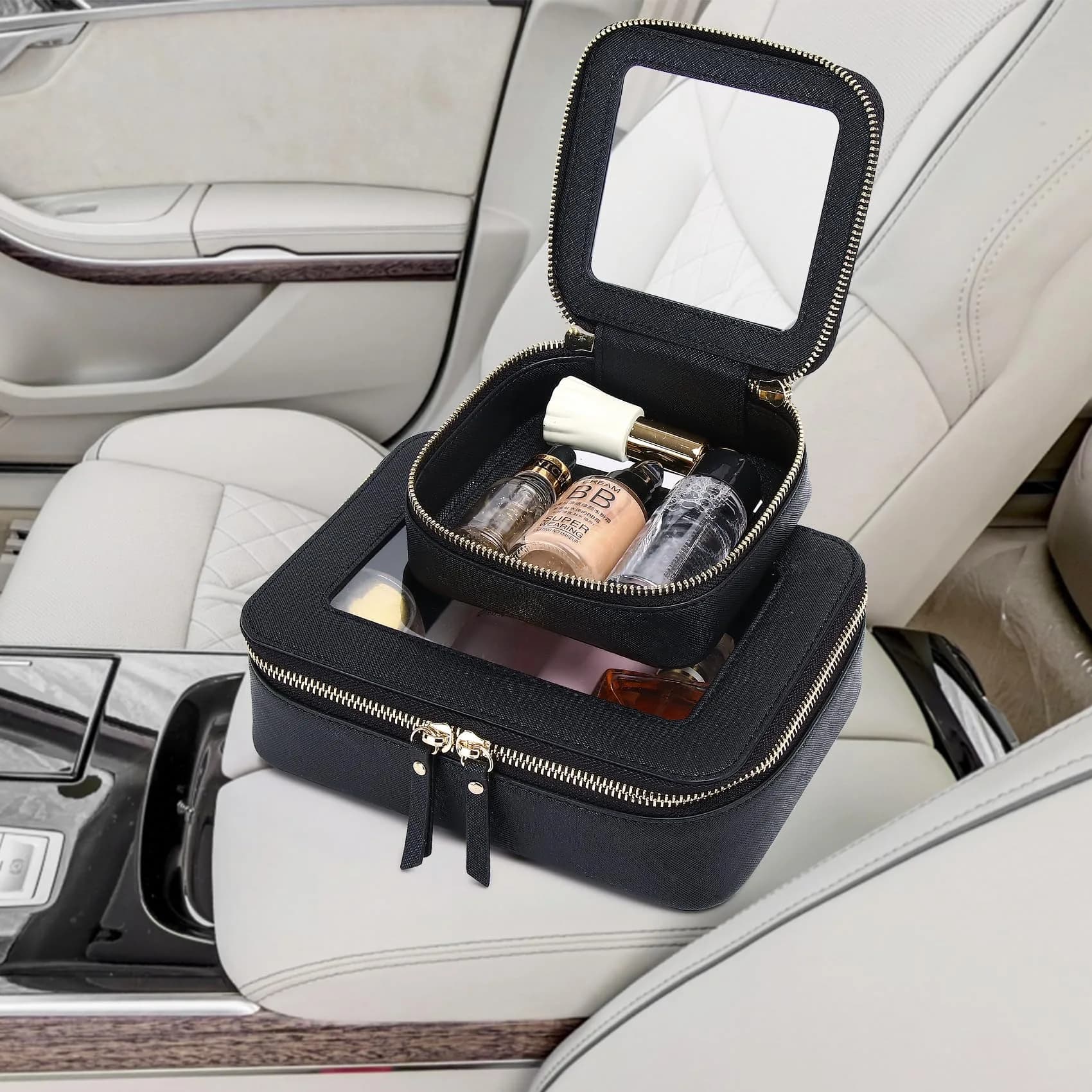Pinkmik Clear Makeup Bag Set, M+MINI (Black) | TSA Approved Travel Case - view 6
