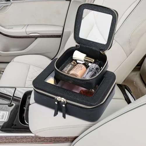Pinkmik Clear Makeup Bag Set, M+MINI (Black) | TSA Approved Travel Case thumbnail 6