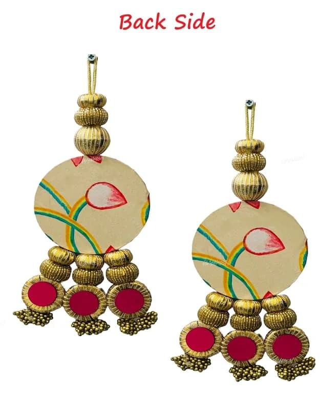 Divyakosh Shubh Labh Door Hanging (2 Pcs) | Handcrafted Indian Decor for Entrance | Bright Pink thumbnail 9