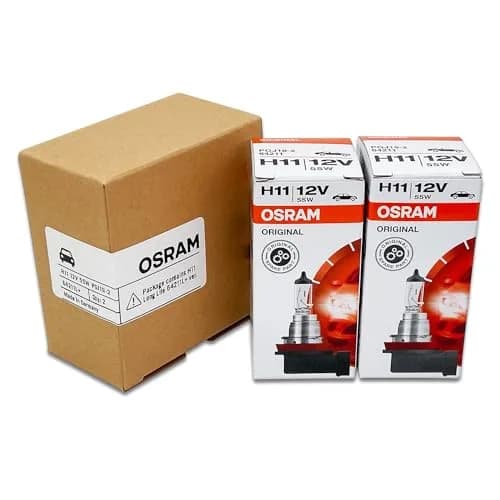 OSRAM H11 64211L+ DOT Original Standard Halogen Bulb 12V 55W 3800K PGJ19-2 (Pack of 2) thumbnail 1