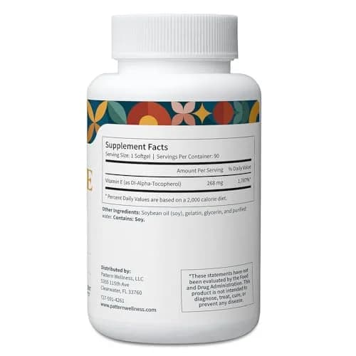 Pattern Wellness Vitamin E 400 IU – 90 Softgels | Supports Antioxidant & Cellular Health thumbnail 3