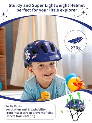 XJD Toddler Helmet Design Blue | Adjustable Fit Multi-Sport Kids Bike Helmet for Age 1-8 Years, 52-56 cm thumbnail 7