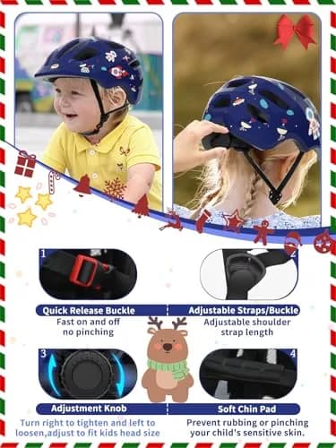 XJD Toddler Helmet Design Blue | Adjustable Fit Multi-Sport Kids Bike Helmet for Age 1-8 Years, 52-56 cm thumbnail 3