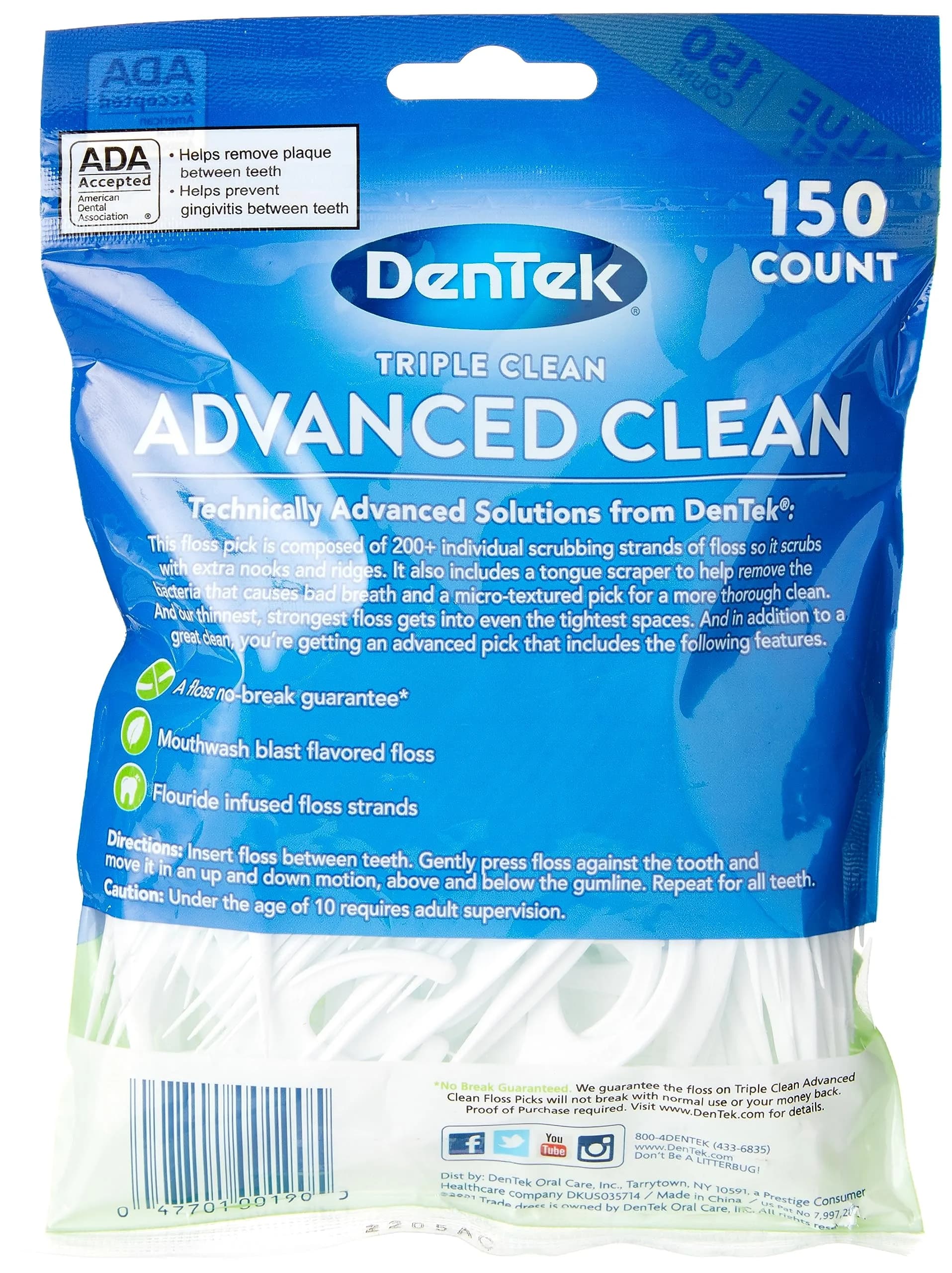 Efferdent Retainer Cleaning Tablets & DenTek Floss Picks 150 Count | Kills 99.99% Bacteria - view 7