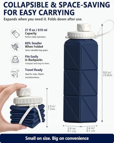 BEAUTAIL Collapsible Water Bottle 21oz/610mL | Space-Saving, Leakproof & Reusable thumbnail 2