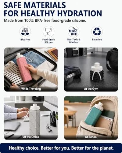 BEAUTAIL Collapsible Water Bottle 21oz/610mL | Space-Saving, Leakproof & Reusable thumbnail 3