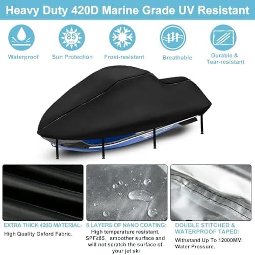 SRIMMIT Heavy Duty Jet Ski Cover 3 Seater 360cm (142") | Waterproof, UV Resistant, Black thumbnail 3