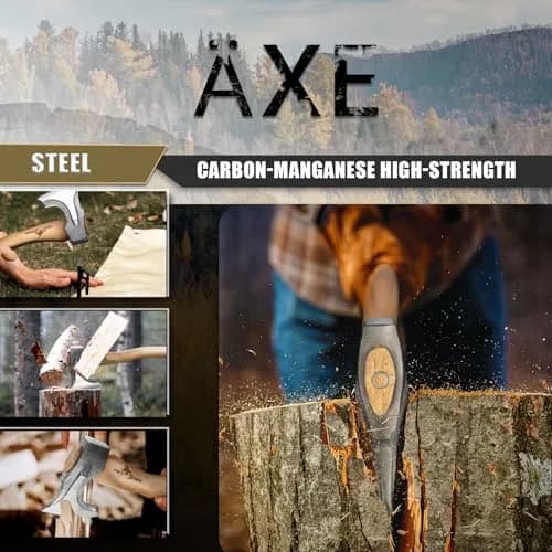 Purple Dragon Camping Hatchet 14.7 Inch Hand Forged Splitting Axe | Outdoor Wood Splitting & Bushcraft Tool thumbnail 3