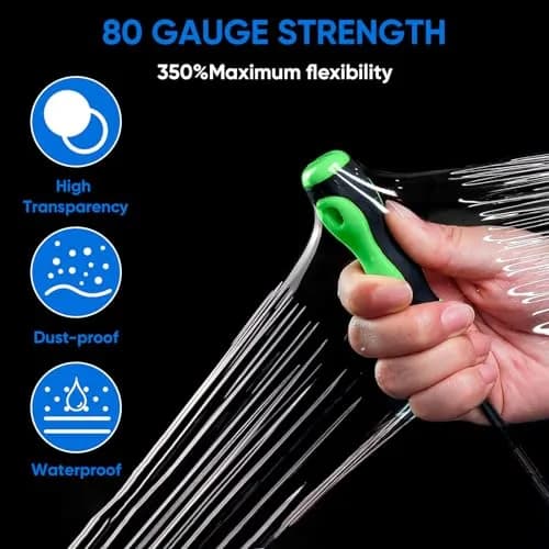TICONN Clear Stretch Wrap Film Roll 1000ft x 5 Inch with Handles | Industrial Strength Pallet Wrap for Shipping & Moving thumbnail 5