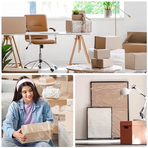TICONN Clear Stretch Wrap Film Roll 1000ft x 5 Inch with Handles | Industrial Strength Pallet Wrap for Shipping & Moving thumbnail 8