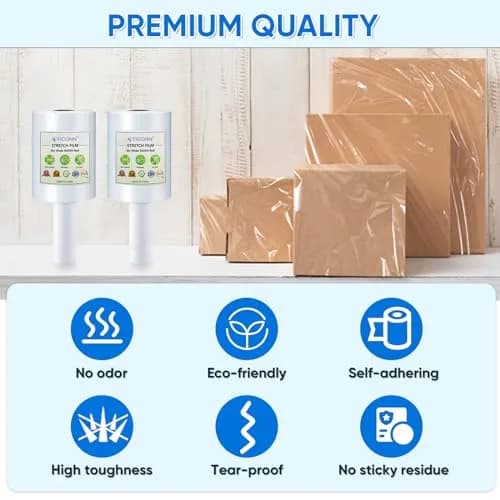 TICONN Clear Stretch Wrap Film Roll 1000ft x 5 Inch with Handles | Industrial Strength Pallet Wrap for Shipping & Moving thumbnail 2