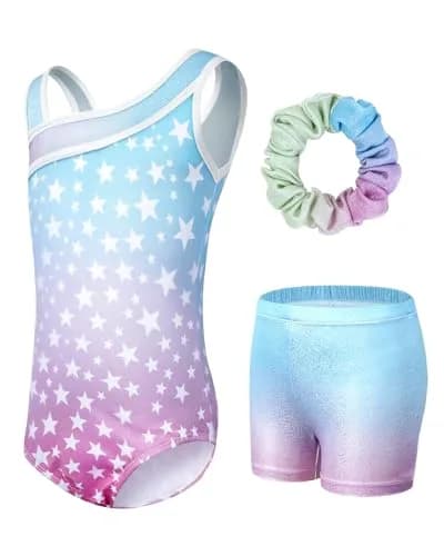 JiAmy Girls Gymnastics Leotards 3 Pcs Sleeveless Sparkly Dance Unitards 6-7 Years | Breathable & Stretchy for Active Play thumbnail 6