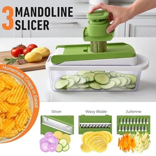 JANSKA Pro-Series 10-in-1 Vegetable Chopper with Container, 8 Stainless Steel Blades | 2.46 lb (1.13 kg) Kitchen Tool thumbnail 6