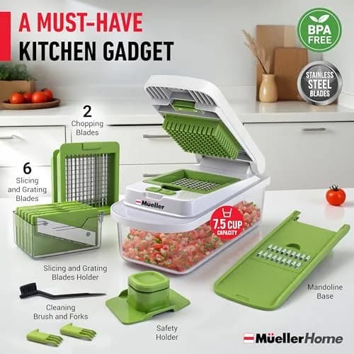 JANSKA Pro-Series 10-in-1 Vegetable Chopper with Container, 8 Stainless Steel Blades | 2.46 lb (1.13 kg) Kitchen Tool thumbnail 7