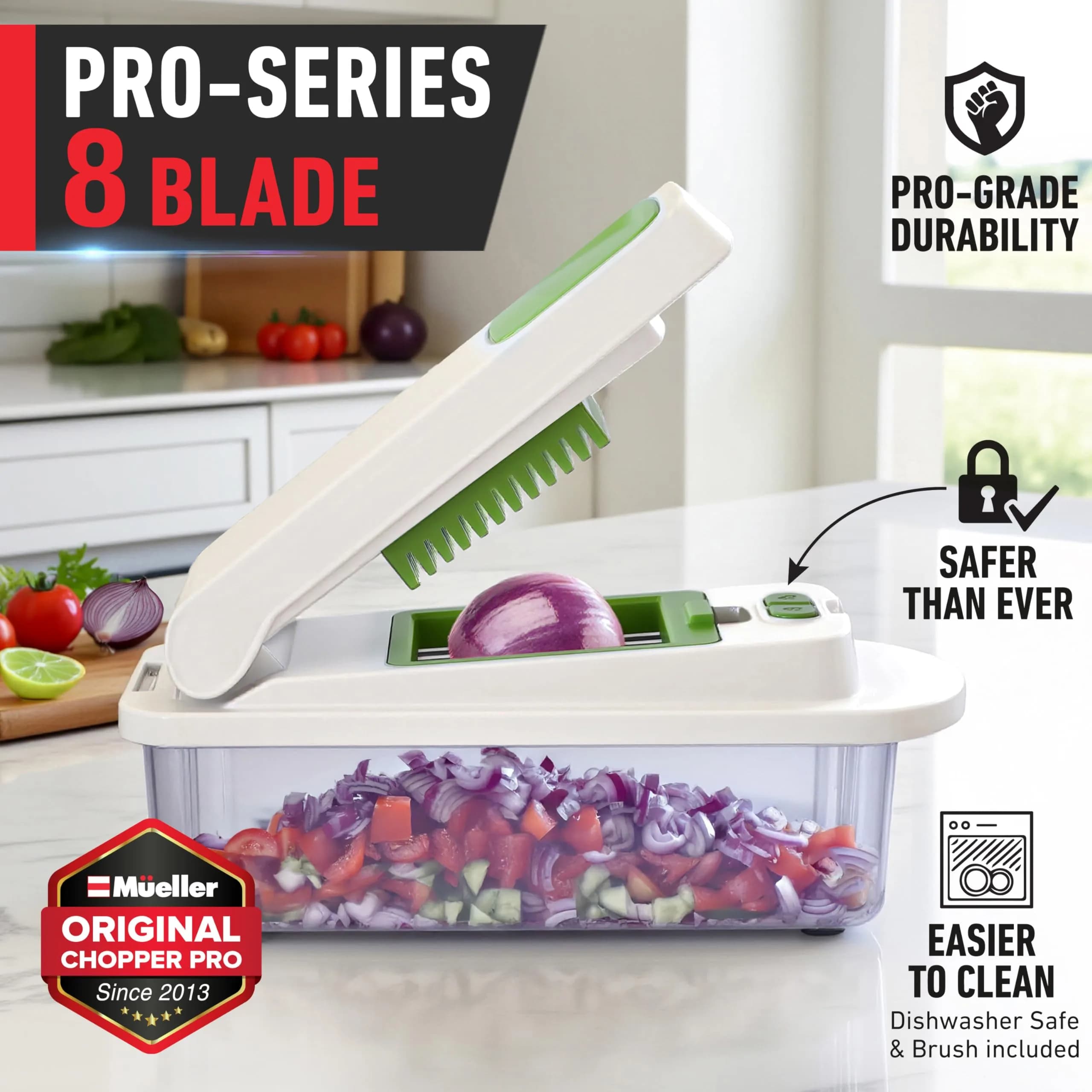 JANSKA Pro-Series 10-in-1 Vegetable Chopper with Container, 8 Stainless Steel Blades | 2.46 lb (1.13 kg) Kitchen Tool - view 2