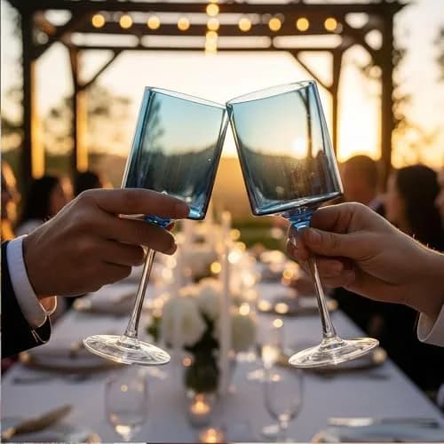 BLUESKY Blue & Clear Two-Tone Wine Glass Set - 14 Oz (5 Pieces) | Elegant, Sophisticated Design for Upscale Events & Gifting thumbnail 5
